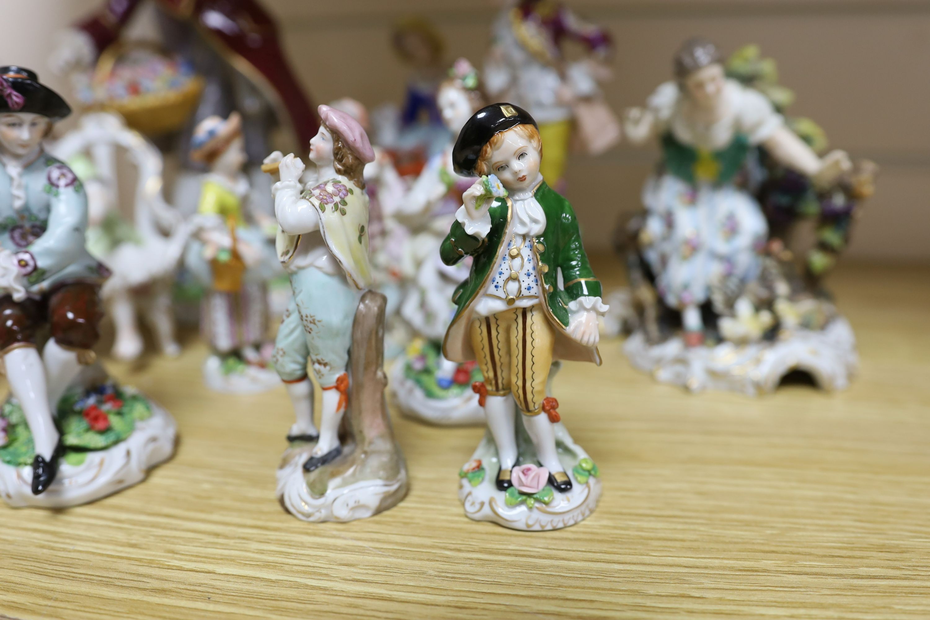 A group of Continental porcelain figurines